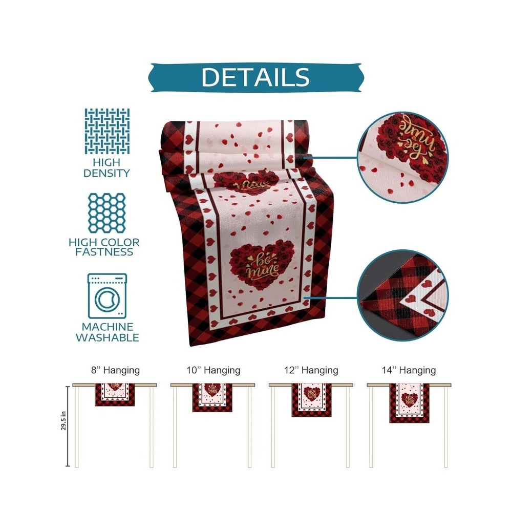 Heart Be Mine Valentine's Day Table Runner 13" x 72" New! - Picture 2 of 2